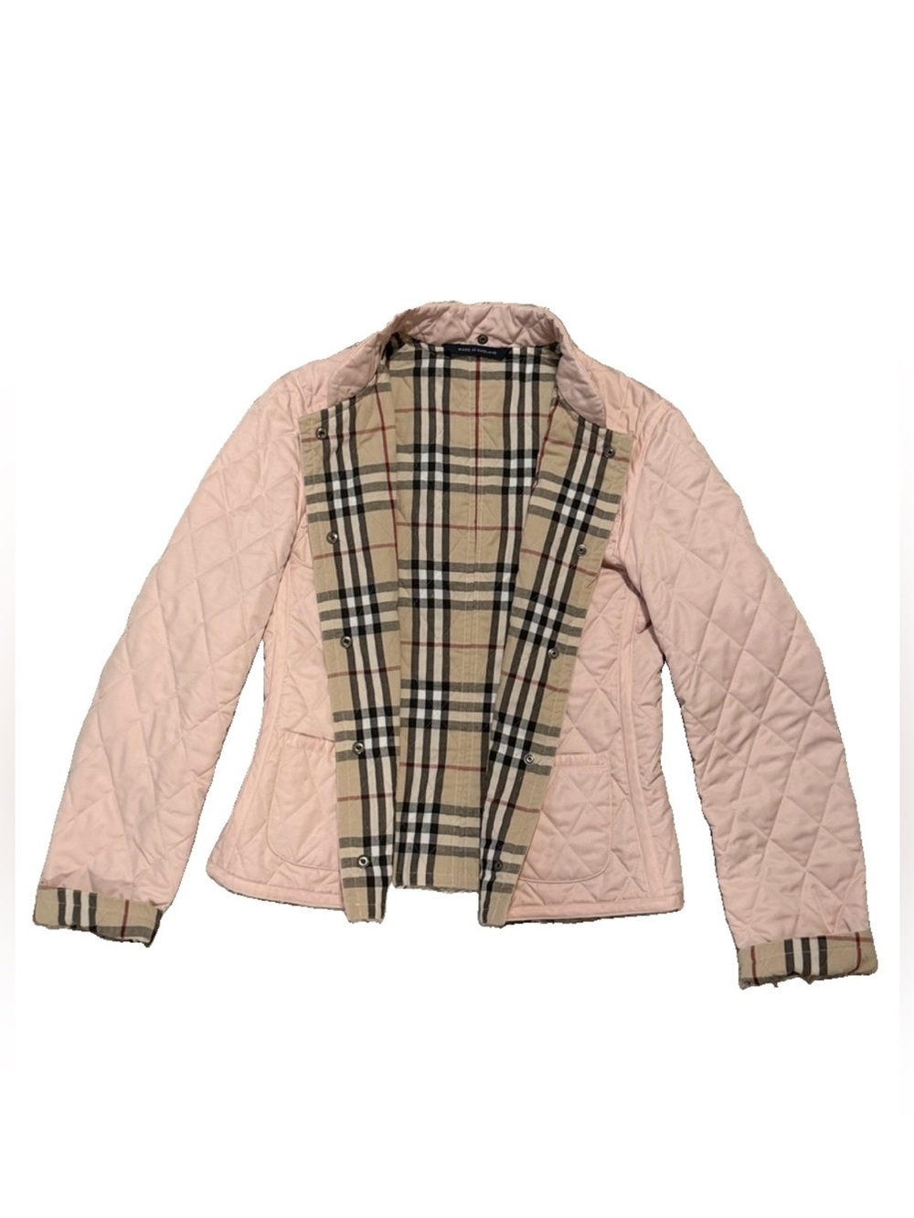 Burberry London Pink Quilted Nova Check Jacket Made in England- Fits Small